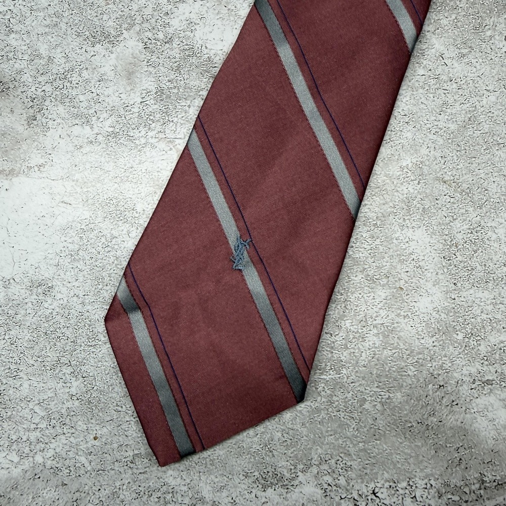 Vintage Yves Saint Laurent Tie Mens One Size Mauve Striped Designer Necktie